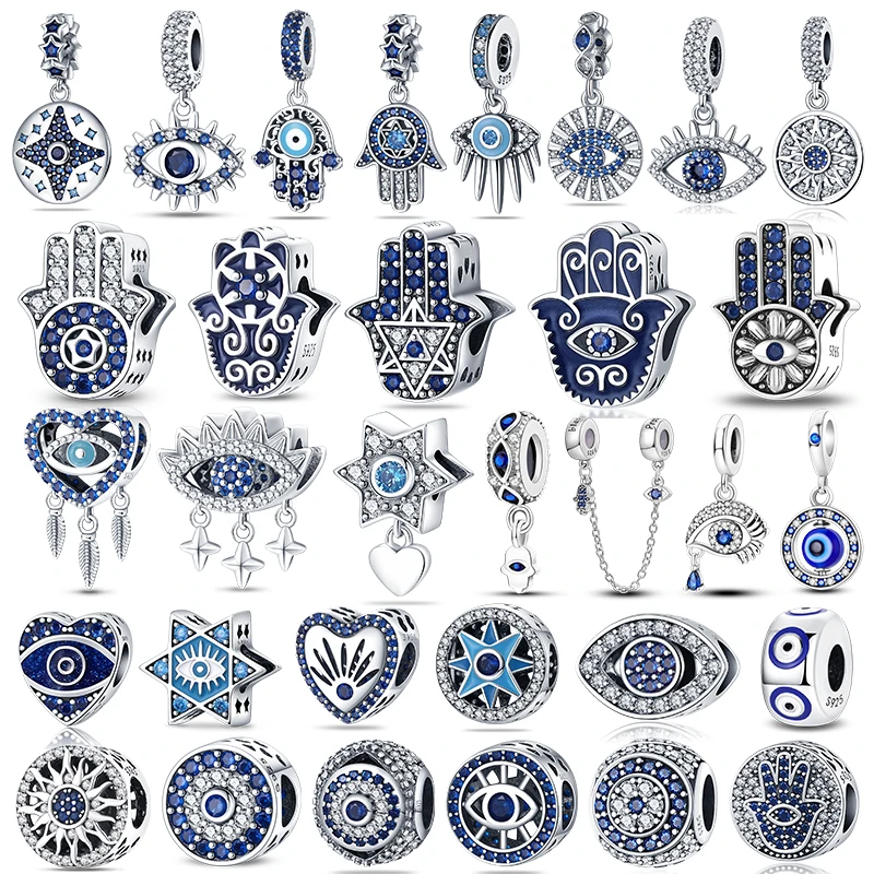 925 فضة عين الشيطان دلايات الزركون الأزرق يد فاطمة الخرز لسوار الأصلي لتقوم بها بنفسك مجوهرات عيون الشر قلادة 1 925 فضة عين الشيطان دلايات الزركون الأزرق يد فاطمة الخرز لسوار الأصلي لتقوم بها بنفسك مجوهرات عيون الشر قلادة 1