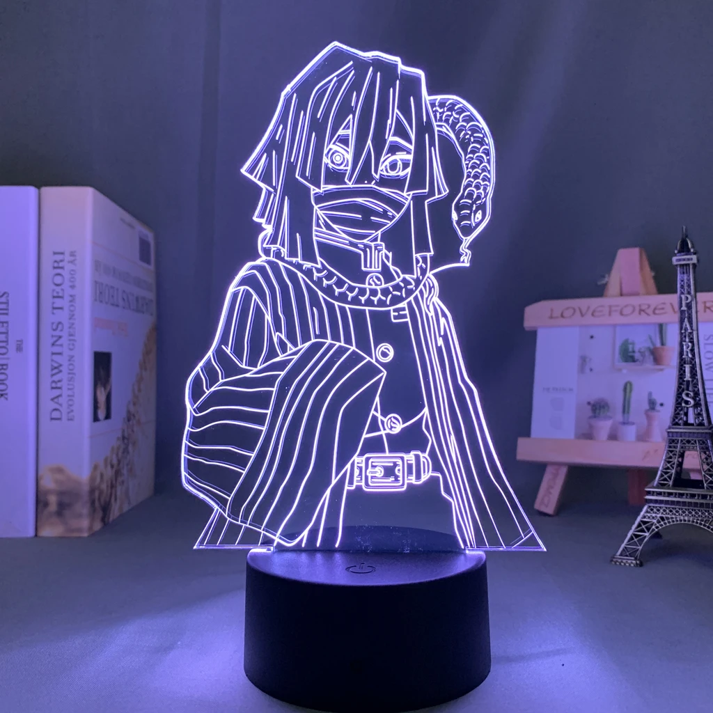 Led Light Anime Demon Slayer Obanai Iguro for Child Bedroom Decor Lighting Birthday Gift Manga 3d Night Lamp Kimetsu No Yaiba bathroom night light