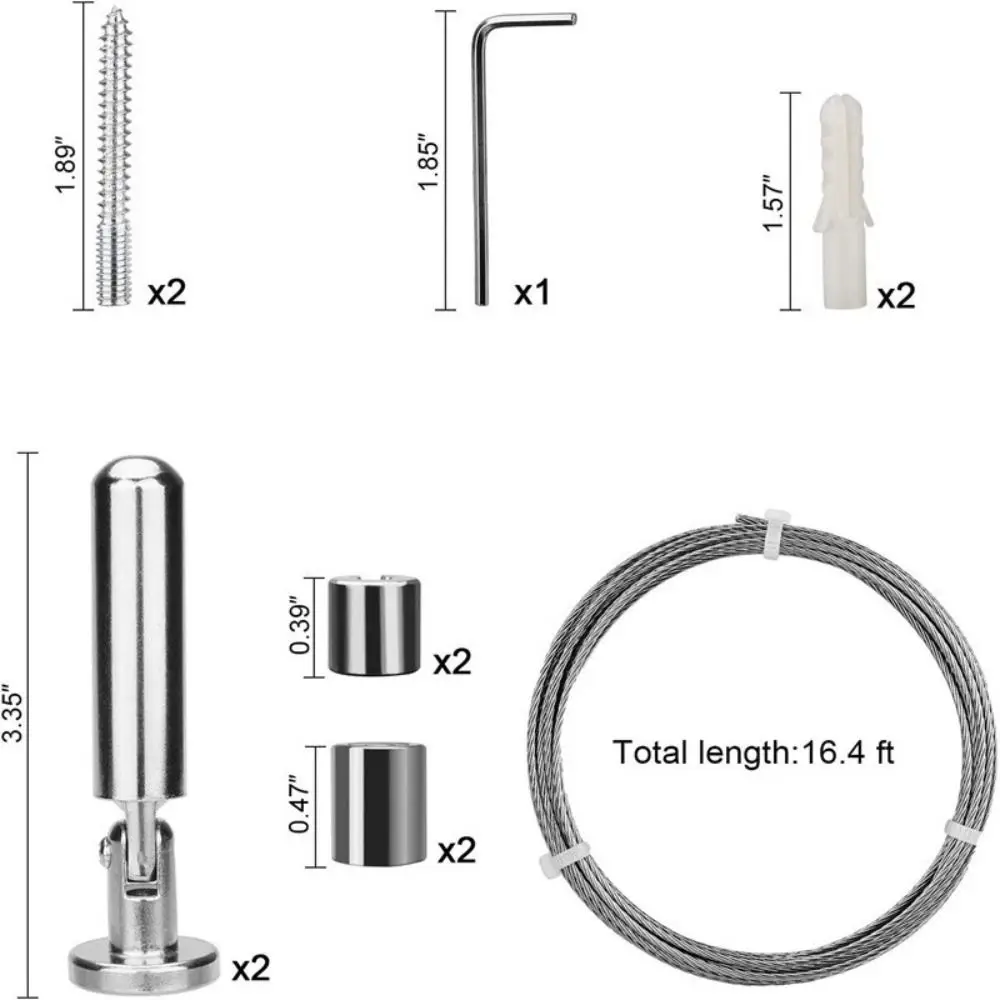 304 Stainless Steel Clothes Drying Rope Balcony Mount Curtain Wire Set Retractable Clothesline Non-Perforating Design