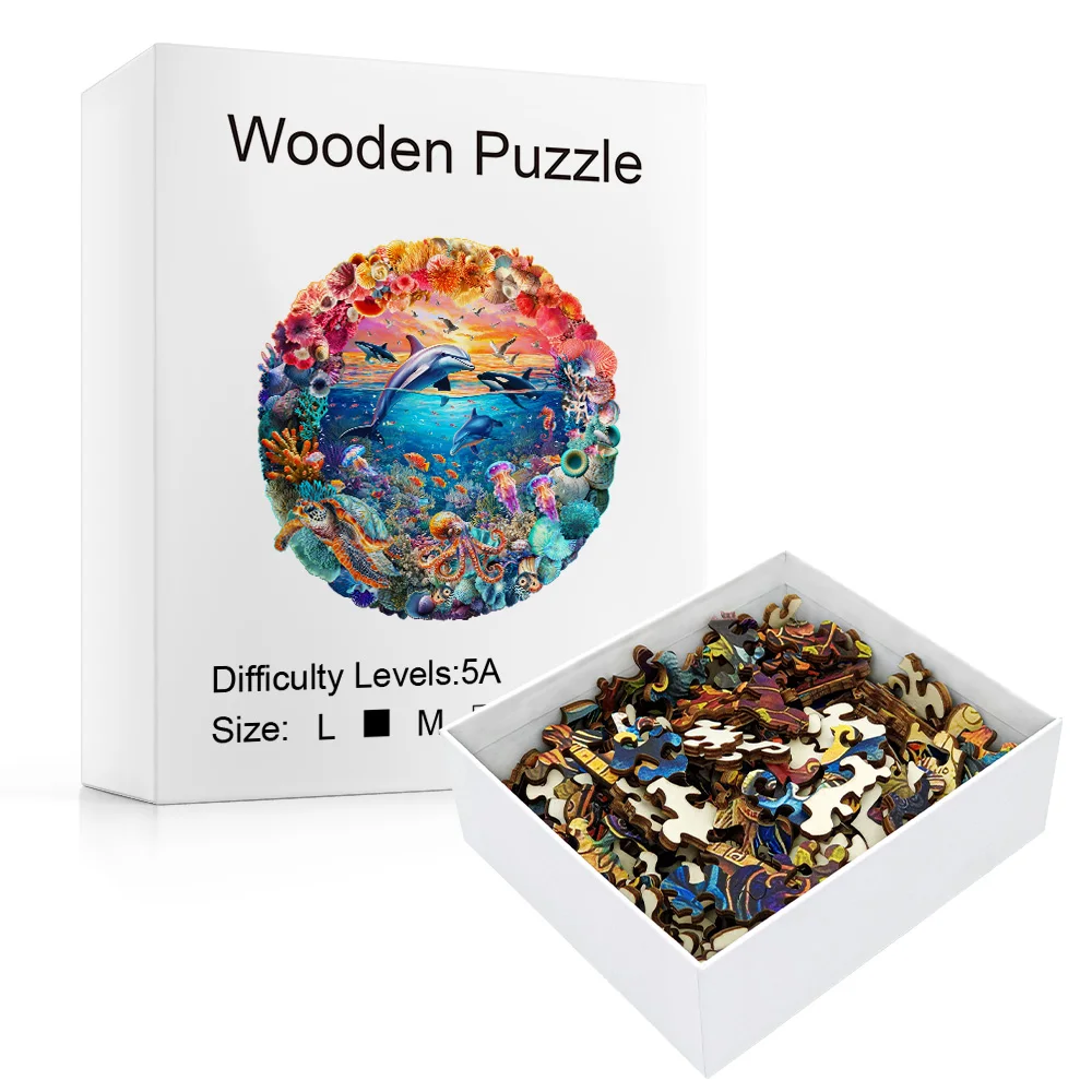 Ocean World Wooden Puzzle – Unique Animal Shapes, Decorative Art & Mind-Challenging Entertainment | Ideal for Gatherings & Special Gifts