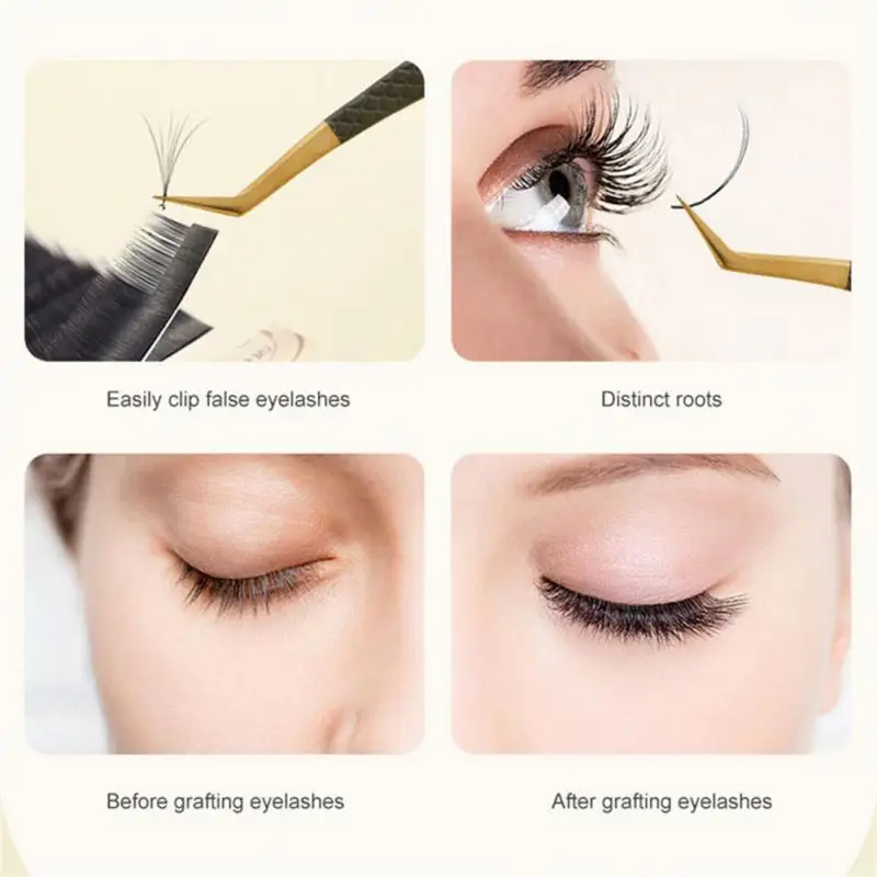 1PCS High Precision Stainless Steel Eyelash Tweezers For Eyelash Extension Grafting Anti Static Tweezers False Eyelashes And 5