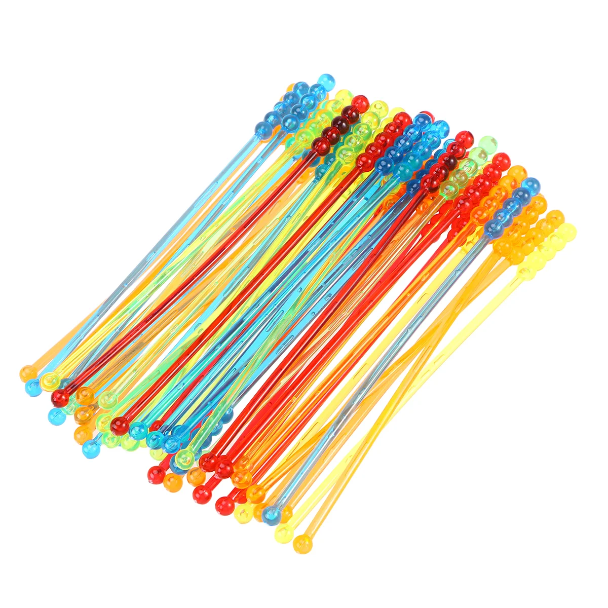 

Acrylic Colorful Translucent Round Beads Swizzle Sticks Resuable Beverage Stirrers for Coffee Juice Wine(Random Color)