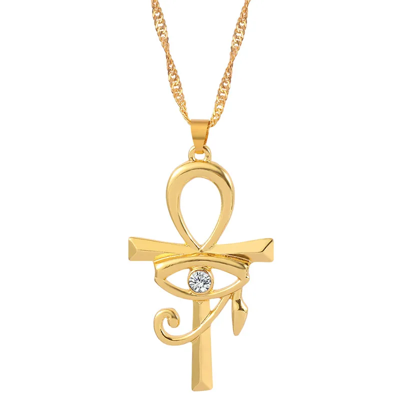 Auge des Horus Ägypten Mode Charm Anhänger Ankh Kreuz Religiöse Halskette für Frauen Choker Halsketten Schmuck