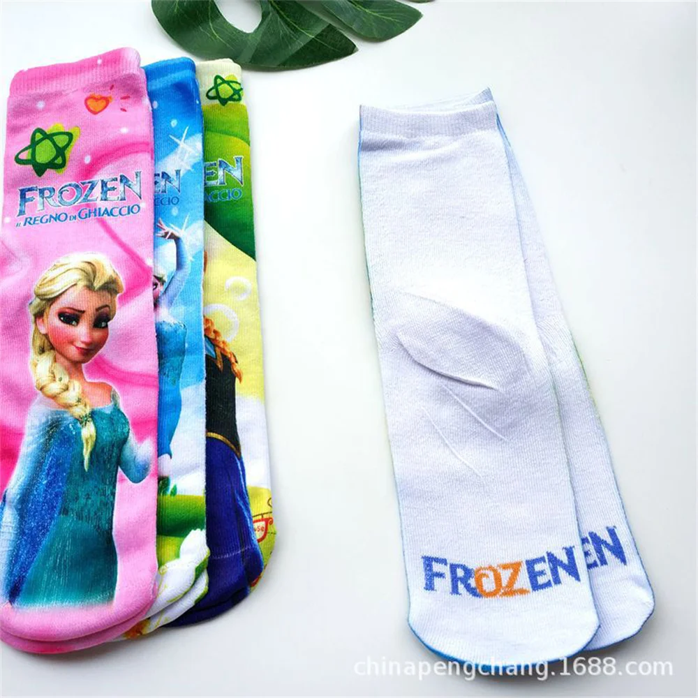 Sports Socks Kids Socks Cartoon Socks 4pcs/Disney Frozen Socks Elsa Anna Anime Figure Children's Long Socks Cartoon Cute Print Funny Boys Girls Cotton Gifts