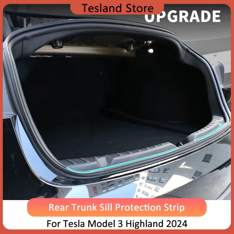 

For Tesla New Model 3 Highland 2024 Trunk Protector Guard TPE Anti-Scratch Mat Rear Cargo Threshold Cover Sill Protection Lid