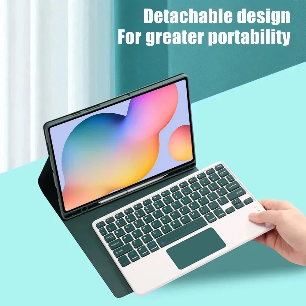 Keyboard Case For Samsung Galaxy Tab S10 Plus S9 S9FE S8+ S6 Lite s7 Detachable Keyboard Funda Cover For SM-X510/X516B X810 X210 2