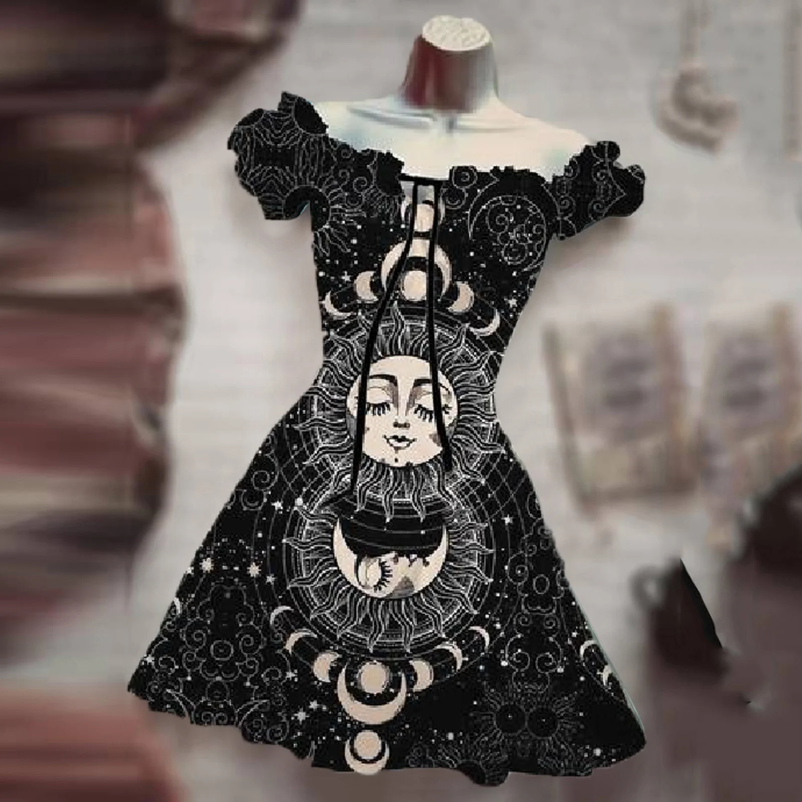 

Horror Ghost Gothic Halloween Pumpkin Black 3D Print Costume Y2K Dress Hawaiian Bohemian Dress Vestido Mujer Summer Hot Selling