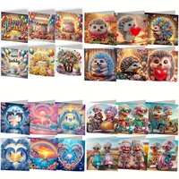6-Piece/Set DIY Diamond Painting Birthday Card Set, Featuring Unique Flower, Bird, and Pattern Designs, Rhinestone Diamond Paint 1