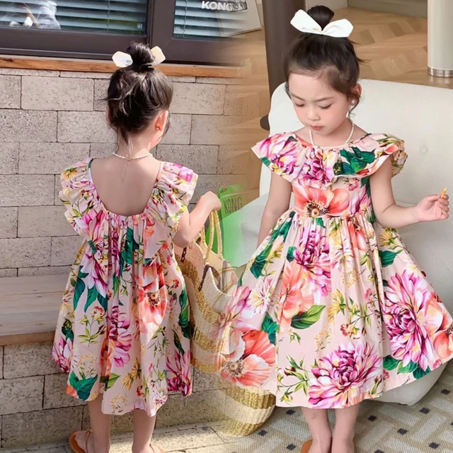 Kids Frocks | Faye Pink Cotton Floral Dress - faye