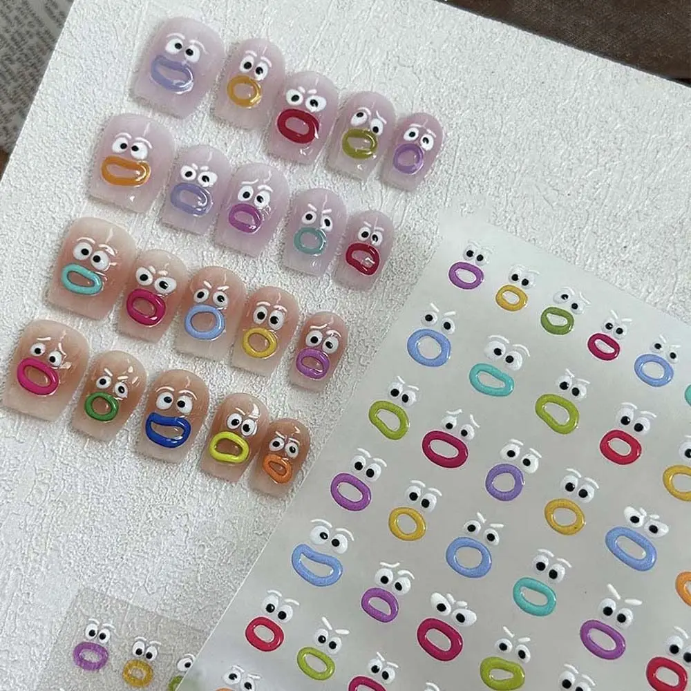 

Jelly Nail Charms Cartoon Mouth Nail Stickers Cartoon Graffiti Smiling Face Cartoon Mouth Nail Decorations Manicure Ornaments