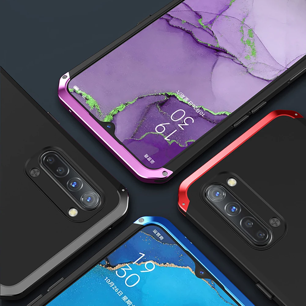 Hot Anti-fall Metal Frame Textured Plastic Back Plate For OPPO Reno3 Aluminum Alloy Bumper Case For OPPO Reno 3 Cover