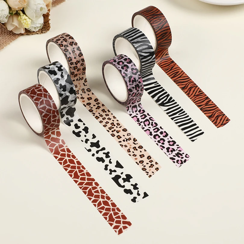 6Rolls Washi Tape School Supplies Masking Tape Animal Texture Scrapbooking 5m Journal Kawaii Stationery Decorative Adhesive Tape 4