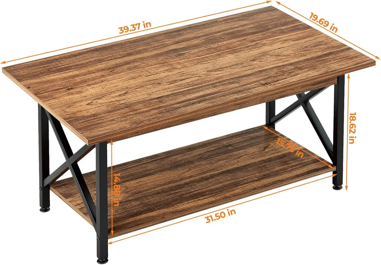 Coffee Table with Storage, 39inch Modern Coffee Tables for Living Room X-Frame Design Farmhouse Coffee Table Space Saving Living 3