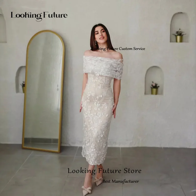 Modern Mermaid Lace Appliques Wedding Dress Elegant Boat Neck Sleeveless Pleated Off Shoulder Backless Short Gowns Customized 10 S39f53a23e3f8436696d3c34c691180f8m