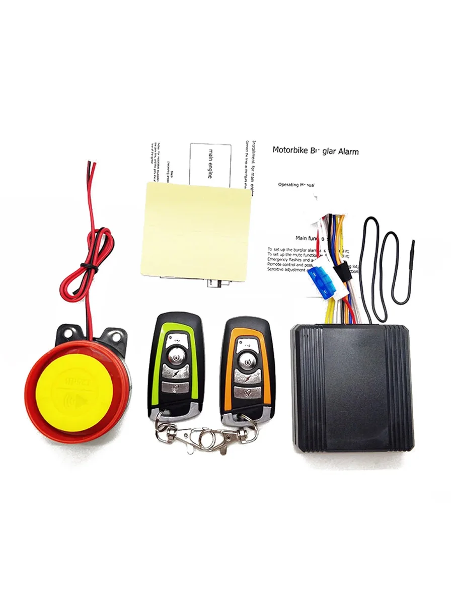12V Universal Motorcycle Alarm System Scooter Anti-theft Secure Alarm System Two-way with Engine Start Remote Control Key Fob
