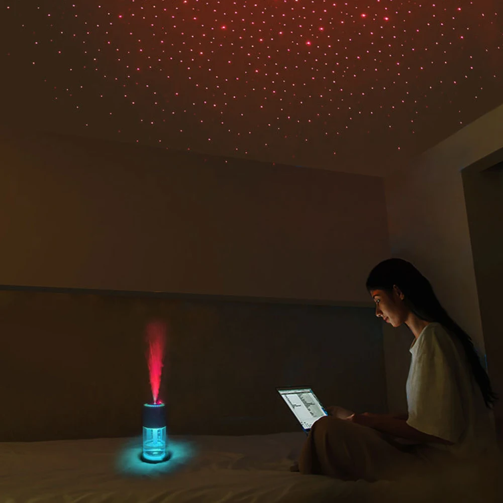Luminous Humidifier Rechargeable Car Air Humidifier with RGB LED Light 280ML Desktop Water Supplement Spray for Bedroom Home Car