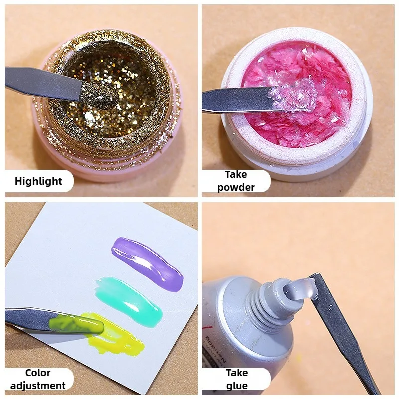 2pcs/set Stainless Steel Mixing Spatula Tool Spatuler Rod Dental Nail Art Makeup Foundation Eyeshadow Mixing Stick Color Tools 3