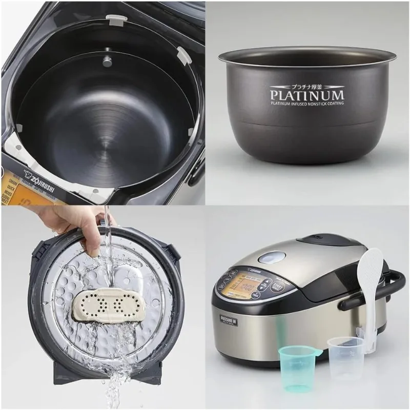 Zojirushi NP-NWC10XB 5.5-Cup Pressure Induction Heating Rice Cooker and Warmer (Stainless Black) 2