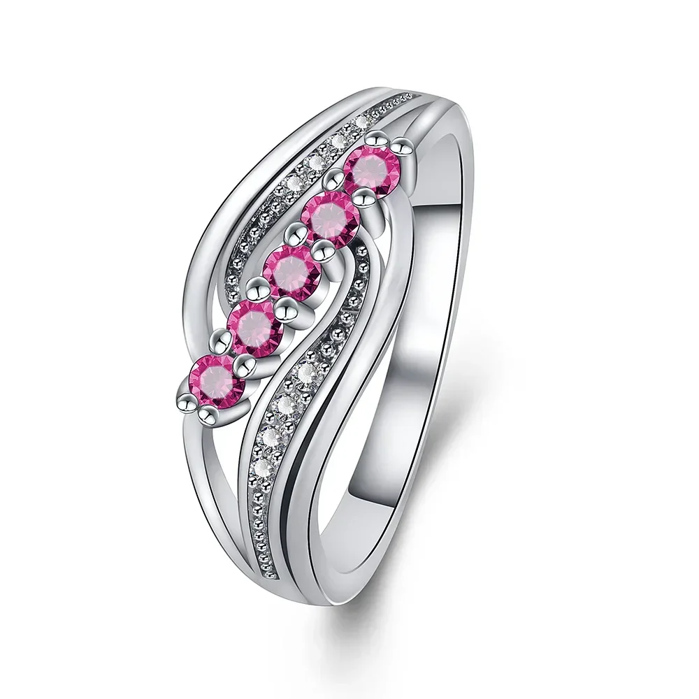 925 Sterling Silver Ring Cross Red Tone for Women Wedding Trendy Jewelry Stamp Dazzling CZ Stone Large Ring Anillos silver ring wedding rings silver rings silver cross ring