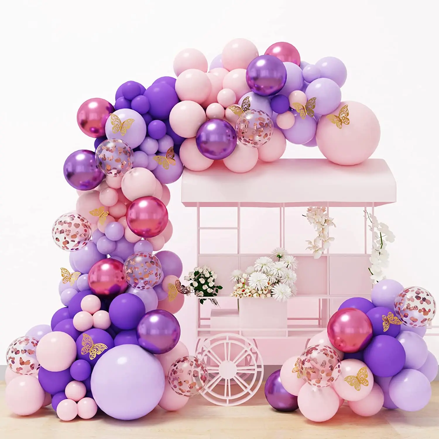 Butterfly Pink Purple Balloon Garland Kit Butterfly for Baby Shower Women Birthday Bachelorette Engagement Party Decorations