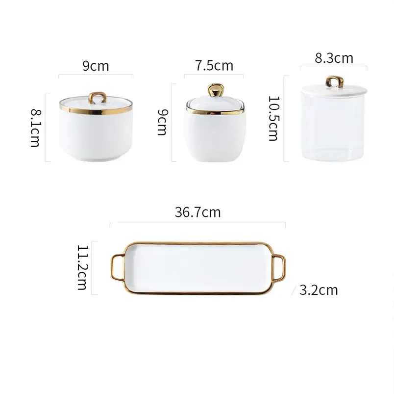 

Storage Jar Box Seasoning With Kitchen Sugar Household Ceramic Bowl Bottle Lid Container Glass Nordic