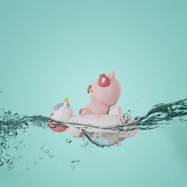 Children's Water Playing Chain Rabbit Cute Pig Swimming Circle Spring Swinging Bathroom Shower Interactive Toy 4