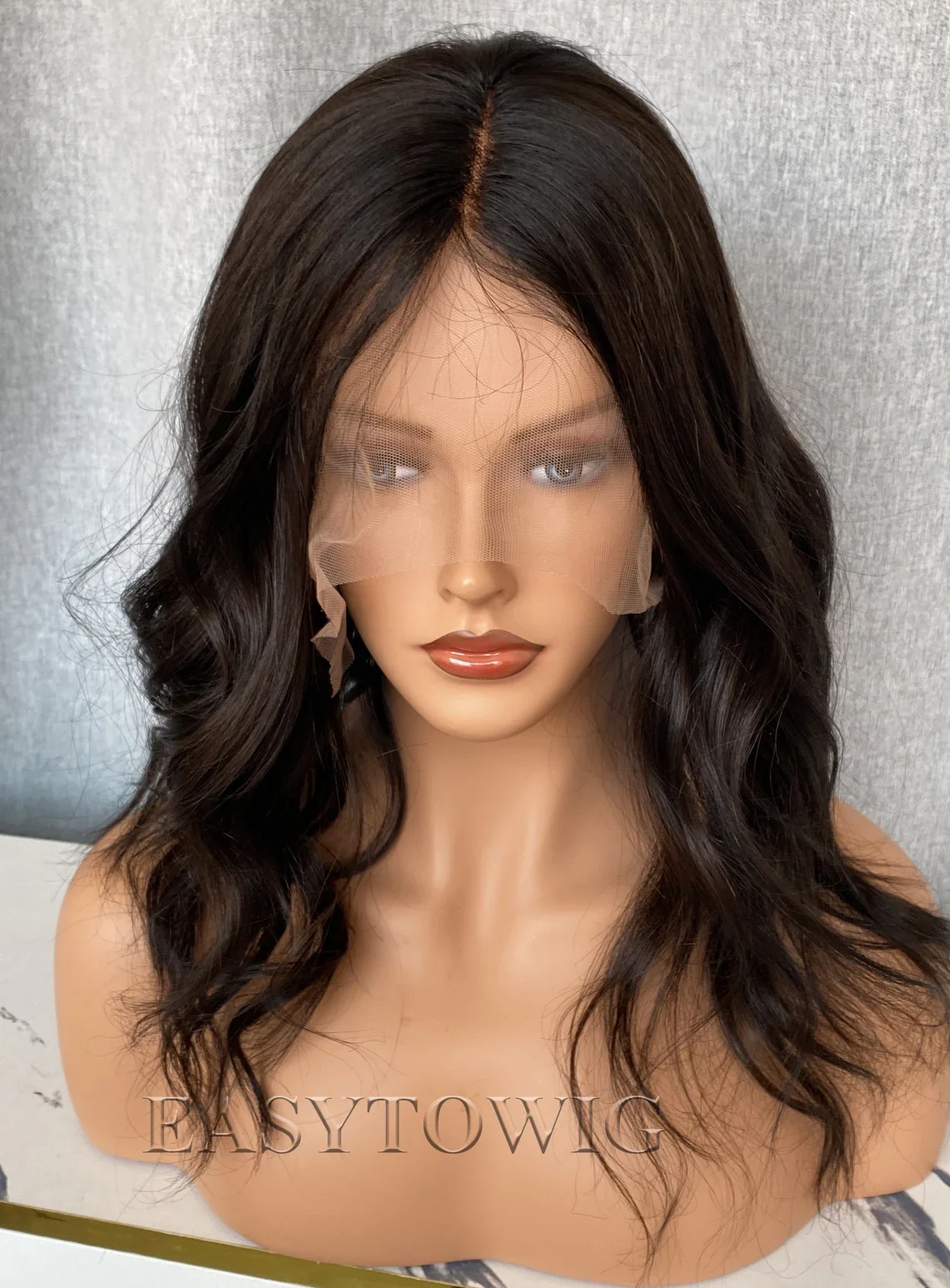Black Soft Long 18" Natural Body Wave 5x5 Silk Base Jewish Human Hair Wig With Baby Hair HD Lace European Preplucked