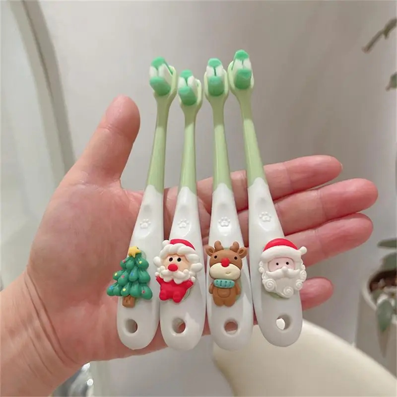 

Детская зубная щетка рождественской серии, мягкая щетина, удаление пятен, зубная щетка, чистка, Защита зубов, портативная зубная щетка