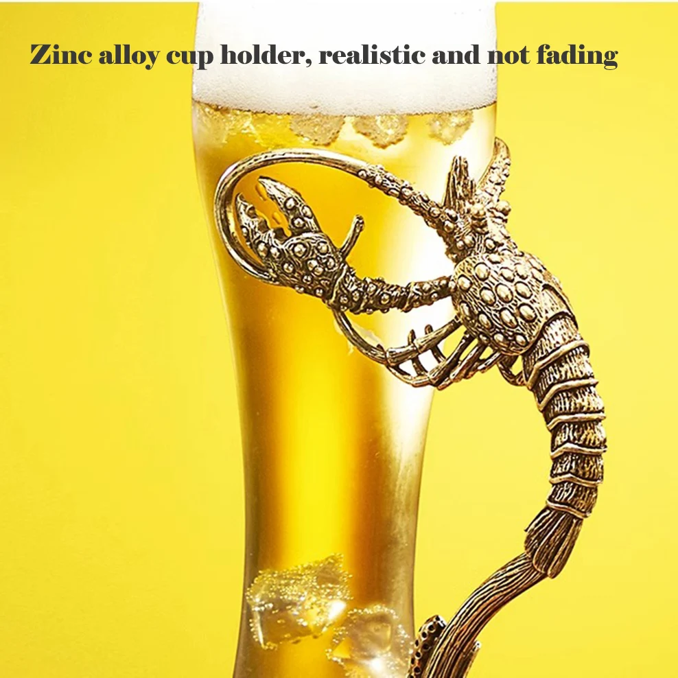 Creative crayfish beer-glass, Large capacity glass beer tumbler for home bar, Fashionable beer-mug gift box Packaging, 420ml