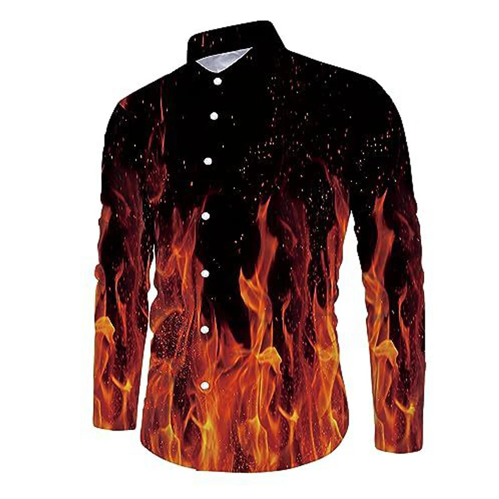 thumbnail image 1 of Camisas de manga larga de Halloween para hombre, camisa con estampado de cabeza de calabaza, camisa informal de calle para adultos, blusa con botones y estampado, traje de fiesta, 1 of 5