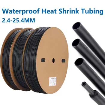 10/50/100 เมตร Dia 2.4-25.4 มม.ท่อหดความร้อนอัตราส่วน 3:1 กาวเรียงราย Polyolefin ความร้อนสายฉนวนสีดํา/สีแดง 1