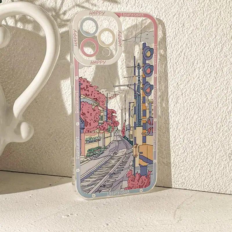 Charming Floral Anime Scenery Soft Case Cover