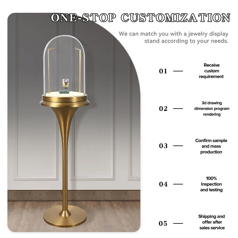 custom Jewelry Watch Storage Furniture Metal Glass Showcase LED Lighting Jewelry Store Display Counter Fixtures