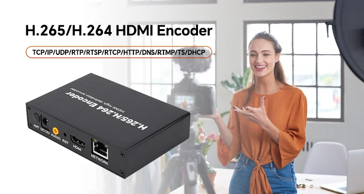 H.265 1080P HDM I 인코더 (RTMP/RTSP/SRT 스트리밍 라이브 방송 지원, AAC 오디오, 프레임 속도 조절 가능)