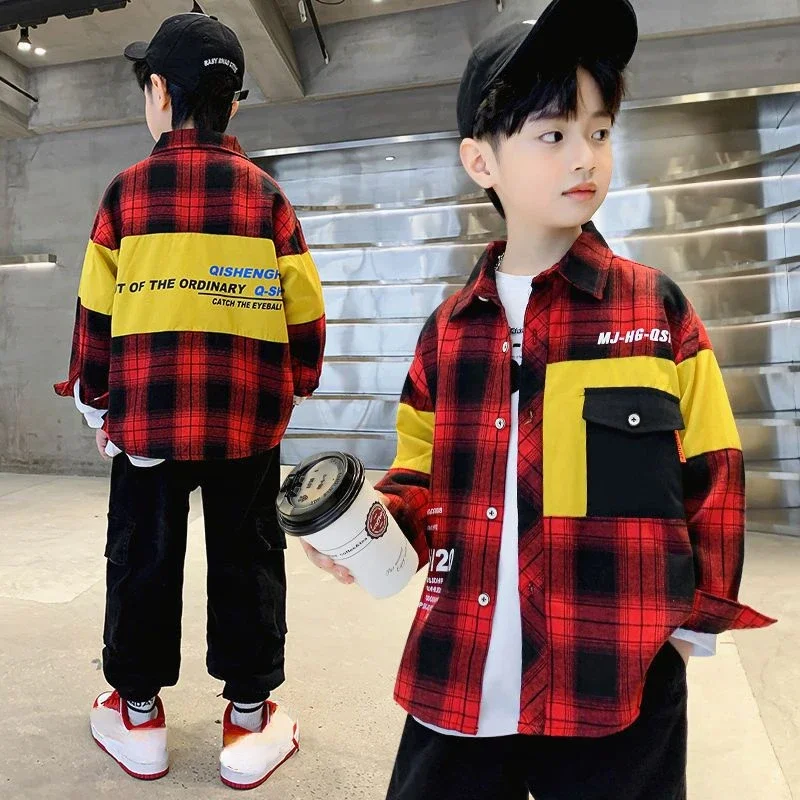 Baby Boys Blouse Teenagers Outerwear Shirts Spring Autumn Kids Fashion Jacket 6 To 14Yrs Children's Clothing Casual