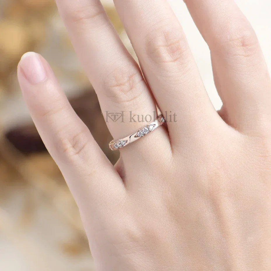 Kuololit Knife Edge 585 14K 10K Rose Gold Moissanite Ring for Women Lacie Matching Eternity Band Engagement Promise moissanite ring gold rings gemstone ring