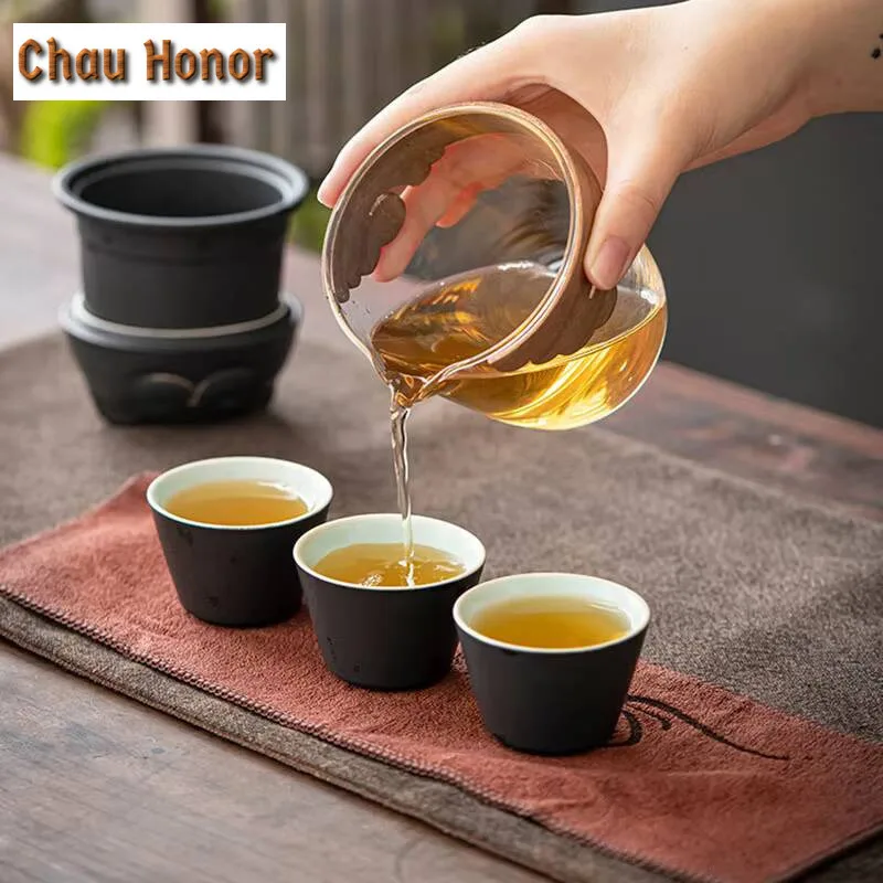 Lucky Cat Teacup Portable Travel Express Cup Ceramic Tea Water Separation Filter Teaset Chinese Kungfu Teaware Tea Ceremony Gift