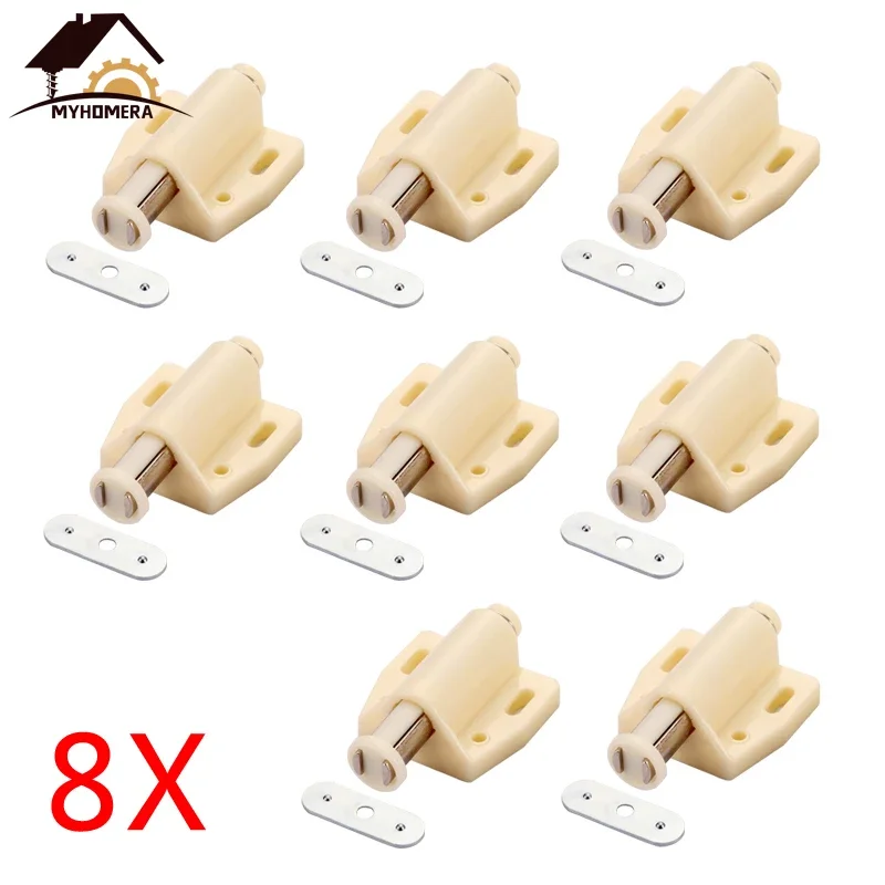 8 Pieces 4 Pieces Cabinet Stopper Magnetic Push to Open Touch Catch Stop Quiet Closer Damper Buffer Kitchen Cupboard Door Magnet