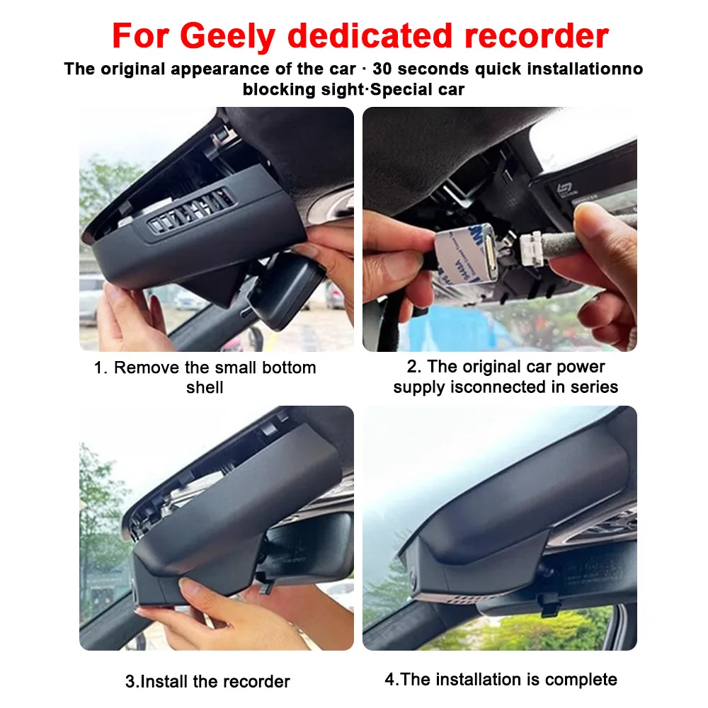 4K 2160P Plug and Play Wifi Dash cam For Geely Boyue L dla Atlas pro dla Galaxy l7 car dash cam