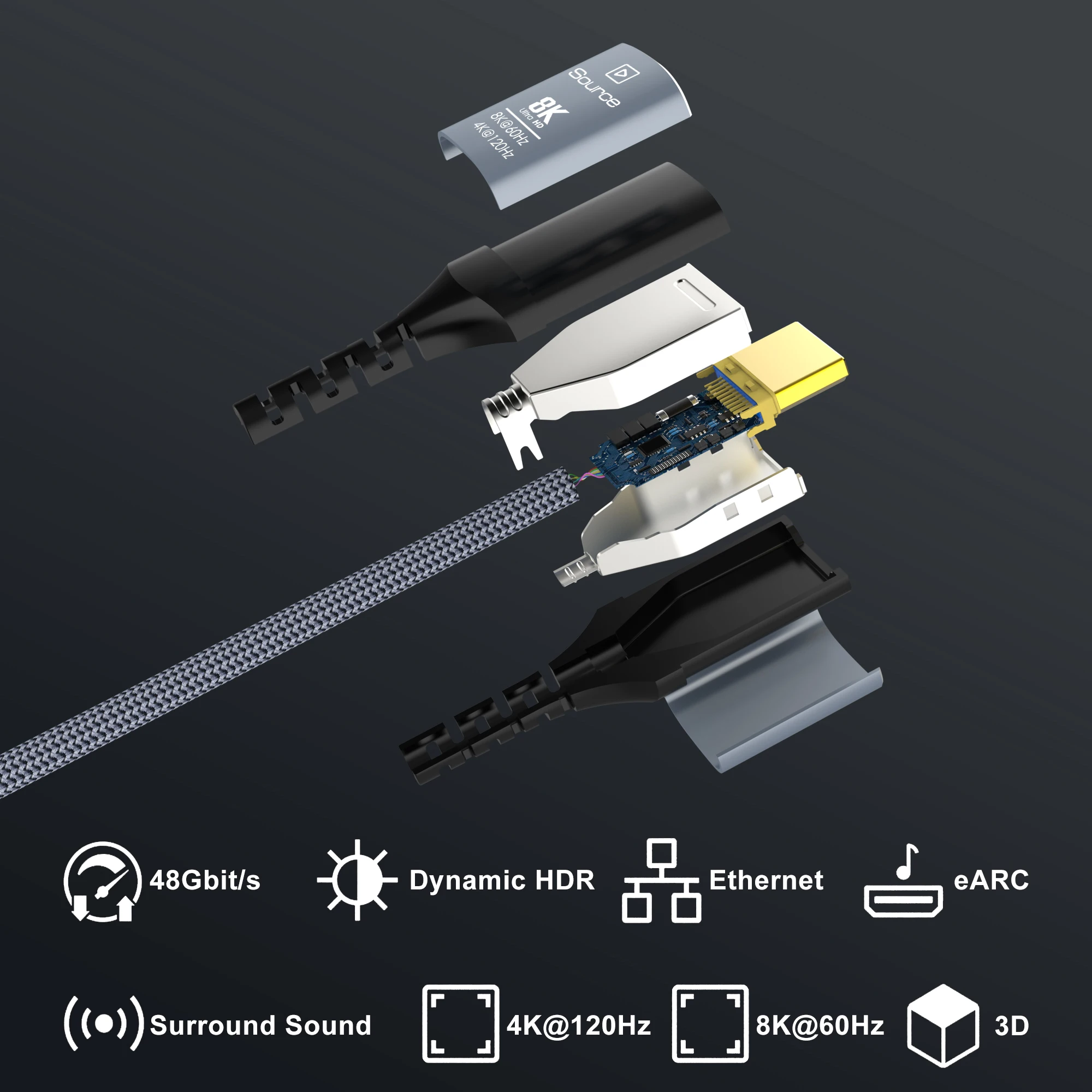 CYANMI HDMI  ̺, Ｚ 8K TV HDMI 2.1, ̳ HDR 8K, 60Hz, 4K, 120Hz, ʰ 48Gbps eARC 3D HDCP2.2