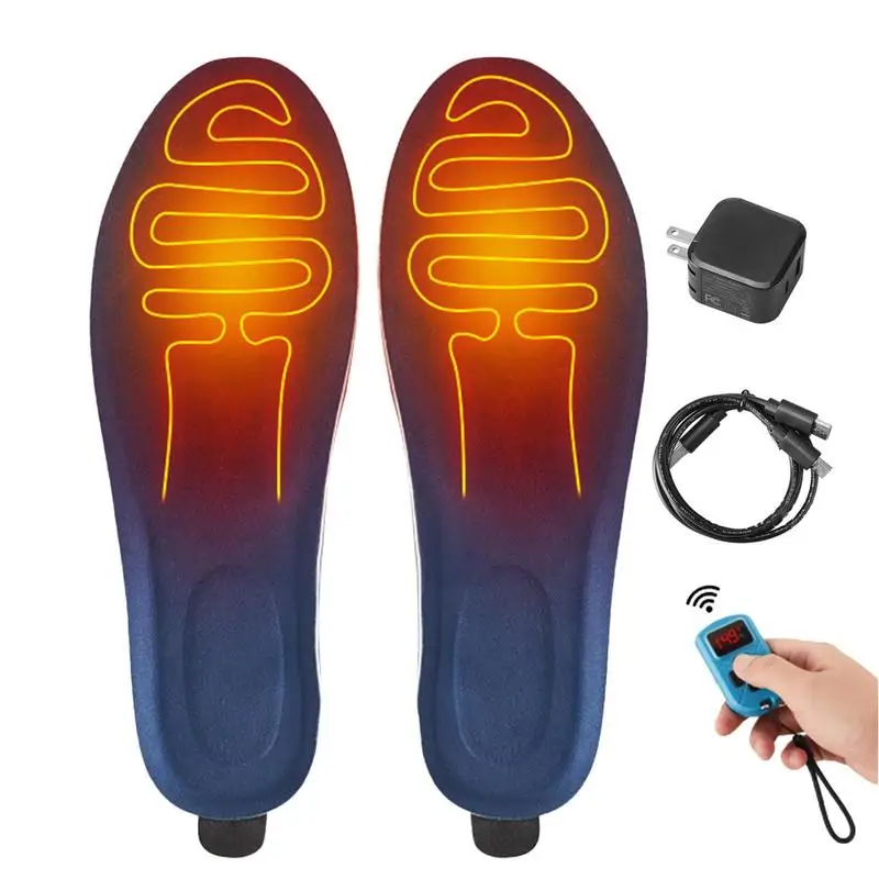 

USB Heated Shoe Insoles Rechargeable Wireless Remote Control LED Display Electric Foot Warmer for Hunting Fishing Hiking Camping