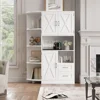 60.4" Farmhouse Kitchen Storage Cabinet, Freestanding Cabinet with Doors and Shelves, White 4