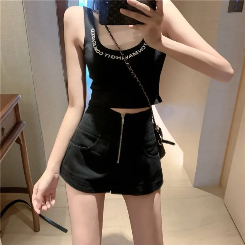 Denim Shorts Women's High Waisted Wide Leg Hot Pants  Style Loose Fitting 2024 New Summer Slimming Casual Pants