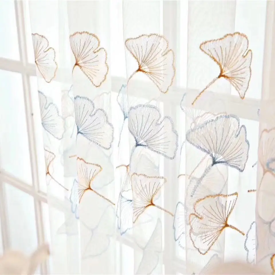 1PC Colorful Ginkgo Blossoms Hot Selling Small American Transparent Grid Embroidered Window Screen New Style 5