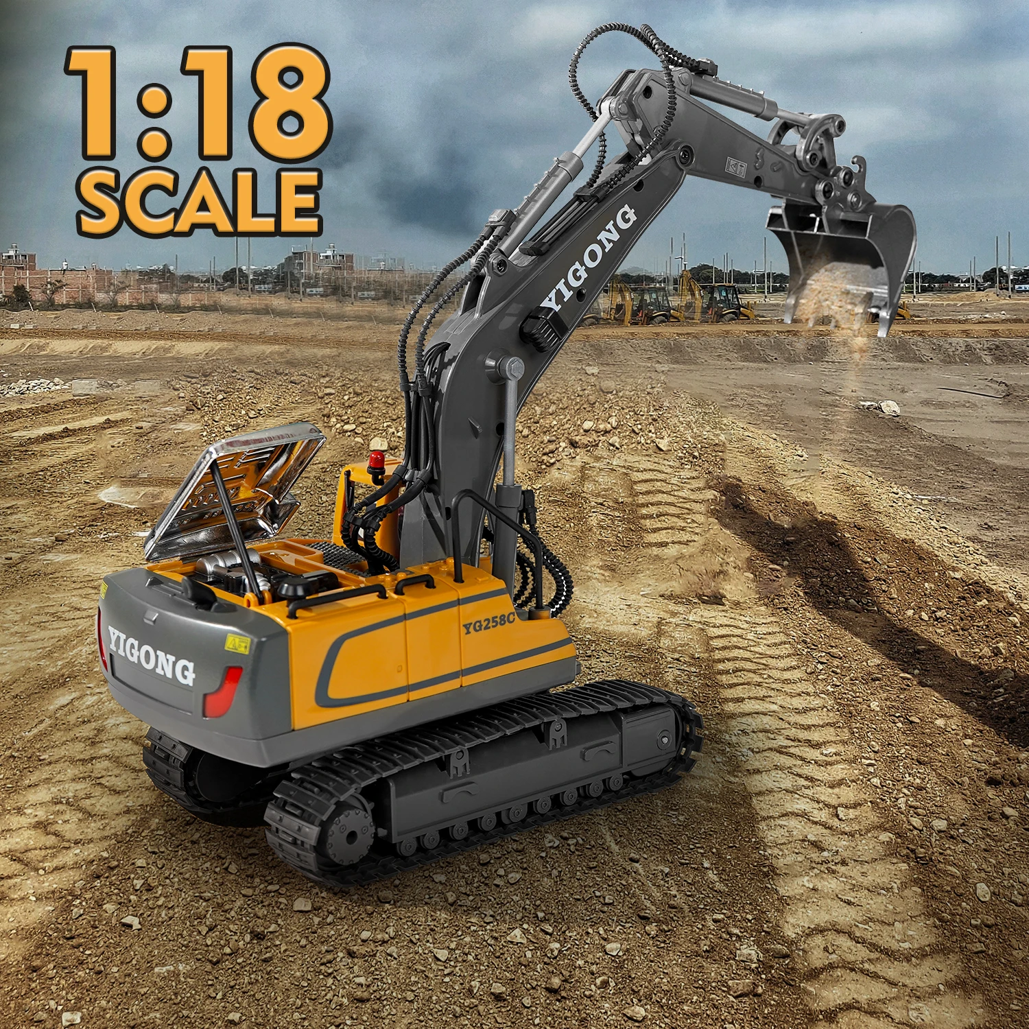Children 2.4G Remote Control Excavator RC Model Car Toys Dump Truck Bulldozer 3