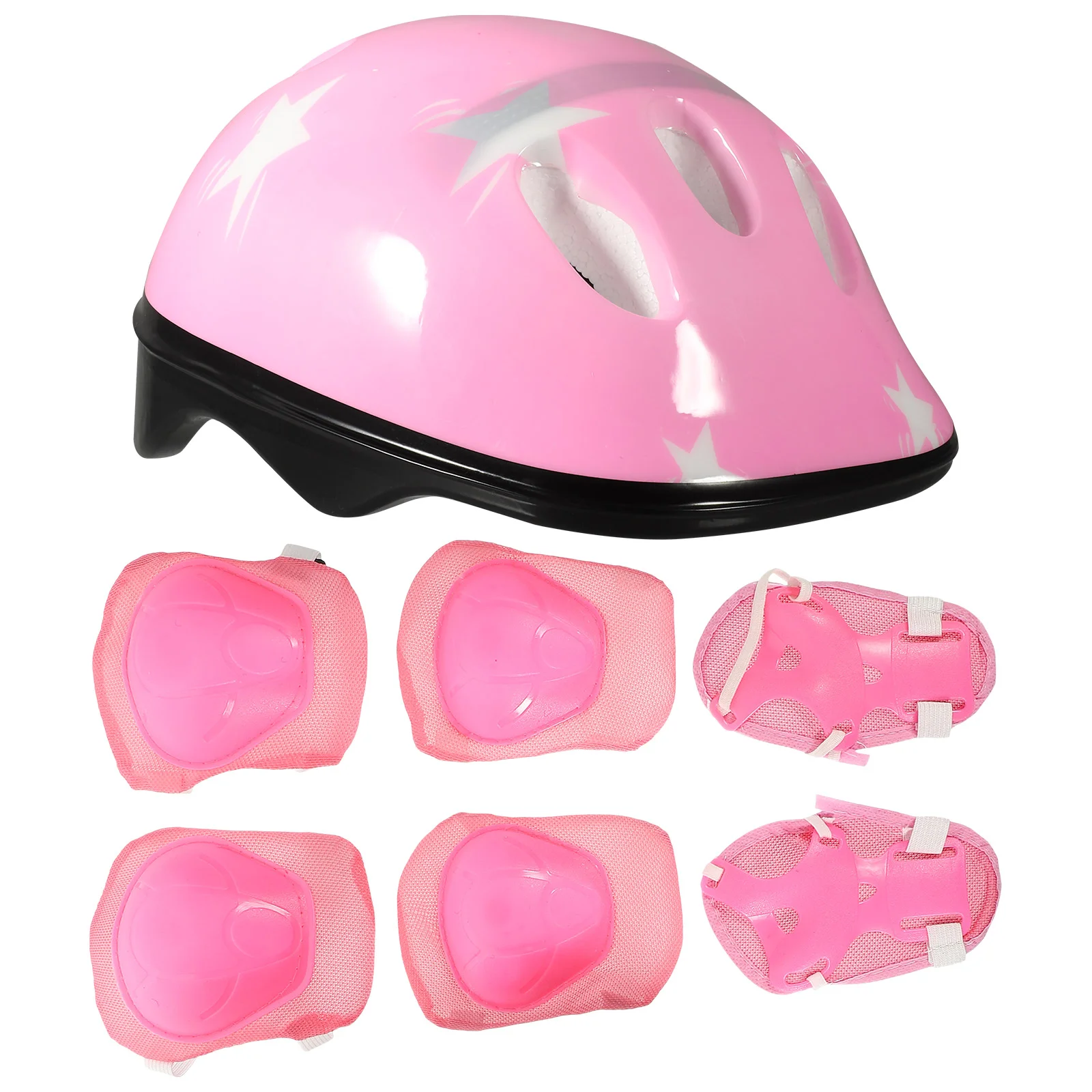 

7pcs in 1 Set Pink Adjustable Skating Kits Outdoor Protector Skateboard Gear Knee Pad Elbow Pads Balance Car Protective