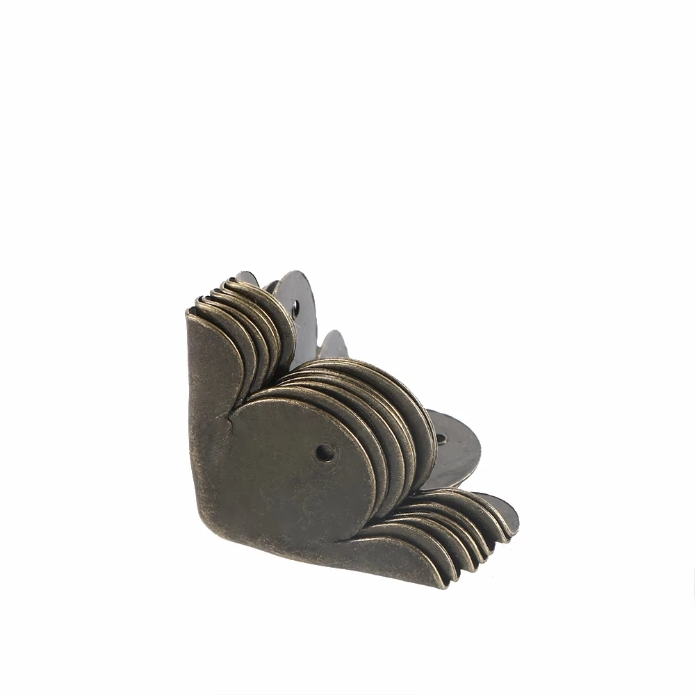 New 12pcs Antique Furniture Bracket Decorative Corner Jewelry Wine Box Wooden Case Feet Leg Corner Edge Metal Protection Cover