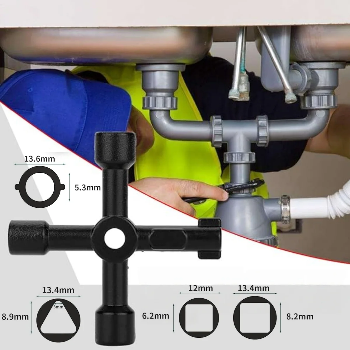 Triangle Wrench Multifunction 4 Ways Universal For Gas Electric Meter Cabinets Bleed Radiators