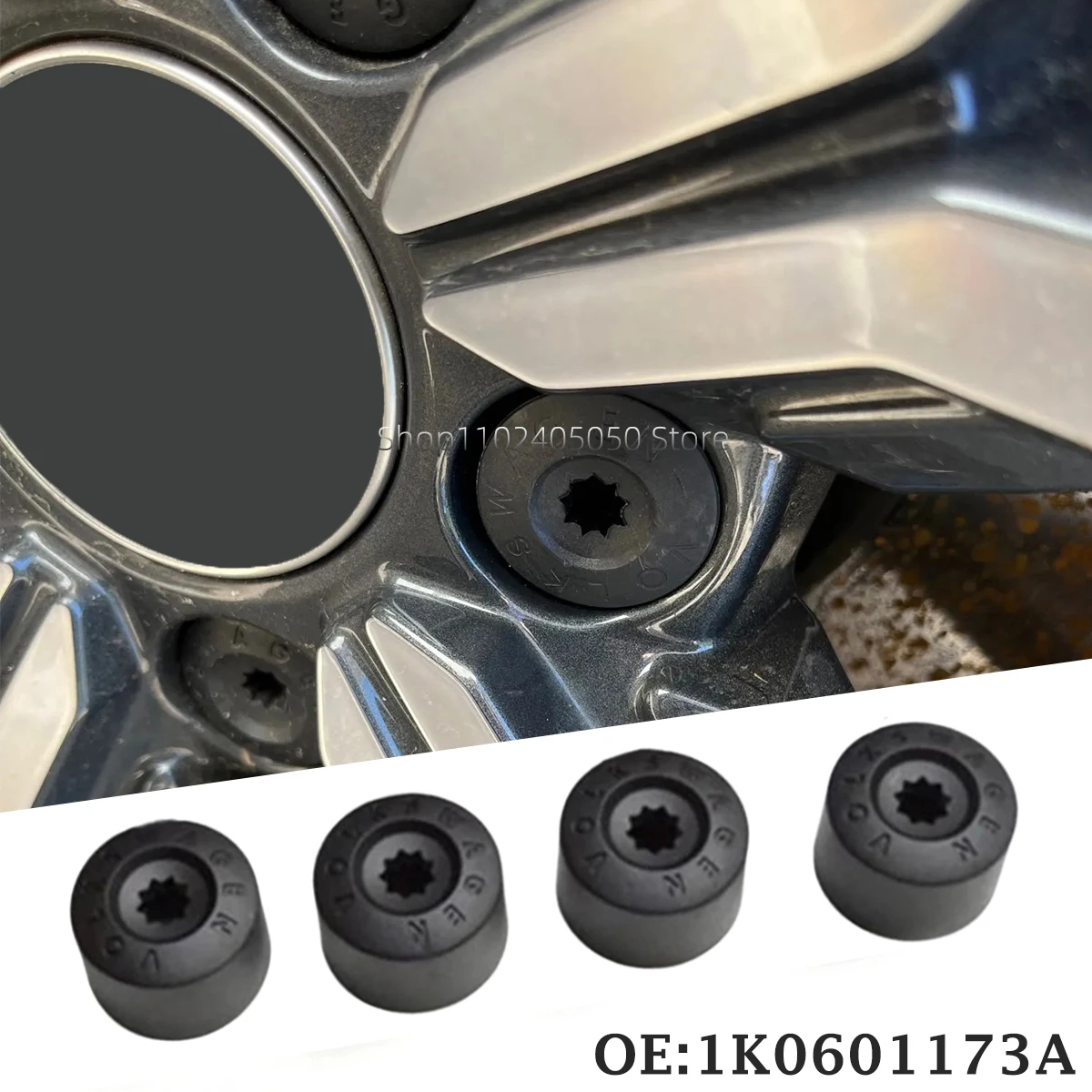 4pc Car Wheel Hub Screw Anti-Theft Cover 1K0 601 173 for VW