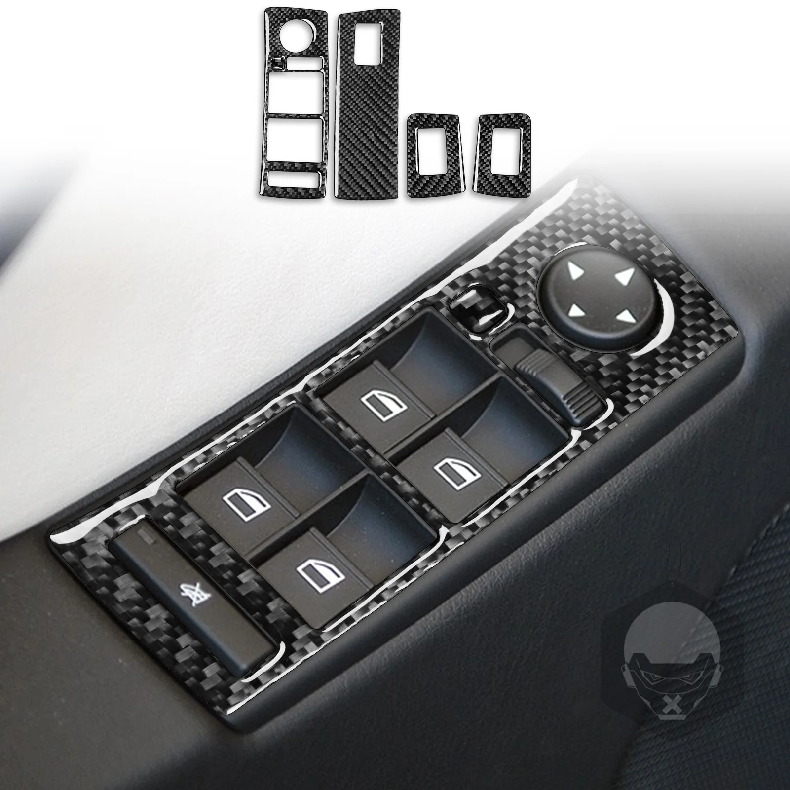 Carbon Fiber Window Switch Button Cover Set – For Toyota Hilux Revo 2015–2025 (4PCS)